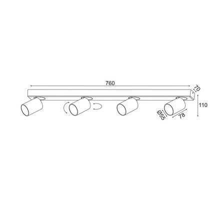 ACA Lighting bodové svítidlo nástěnné 4XGU10 černá hliník 76X7X11CM ELITIS RA304S76BK