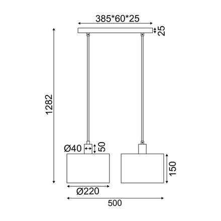 ACA Lighting závěsné svítidlo 2XE27 CHIOS krémová textil+dřevo 50X22XH130CM TF20862PC