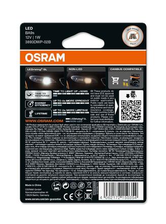 OSRAM LED T4W LEDriving SL White 6000K 12V blistr 2ks 3893DWP-2BL