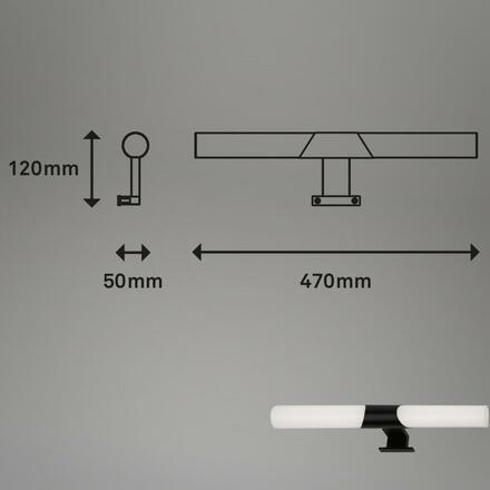 BRILONER LED koupelnové svítidlo k zrcadlu, 47 cm, LED modul, 12W, 1300 lm, černá BRI 2113-115