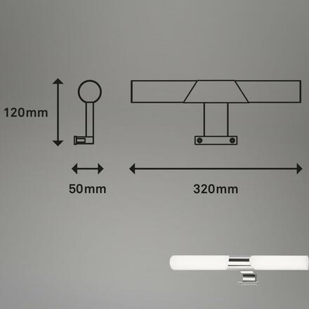 BRILONER LED koupelnové svítidlo k zrcadlu, 47 cm, LED modul, 12W, 1300 lm, chrom BRI 2113-118