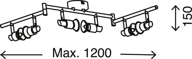 BRILONER Bodové svítidlo 120 cm 6xGU10 18W 1680lm matný nikl BRI 2907-062