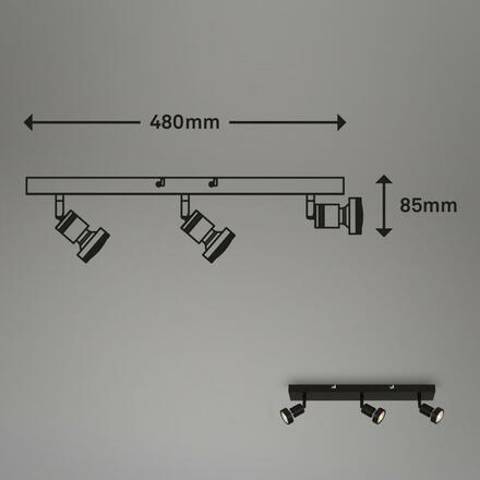 BRILONER Bodové svítidlo 48 cm 3xGU10 4,9W 460lm černá BRI 2926-035