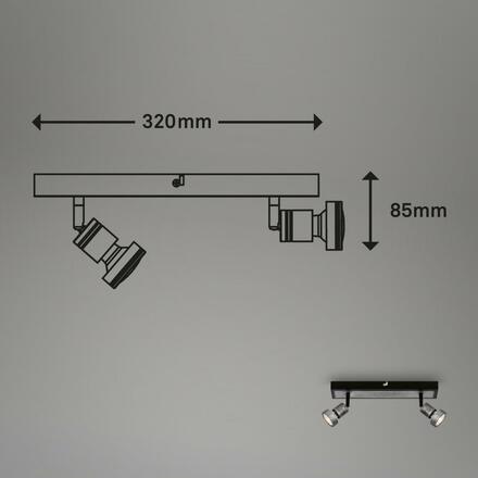 BRILONER LED bodové svítídlo, 32 cm, 2x GU10, 4,9 W, 460 lm, antická stříbrná BRI 2927-024