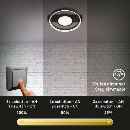 BRILONER LED stropní svítidlo 43,5 cm 33W 3100lm černá BRI 3026-015