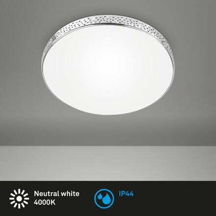 BRILONER LED stropní svítidlo, pr. 28,5 cm, LED modul, 12,5W, 1300 lm, bílé-chrom IP44 BRI 3651-016