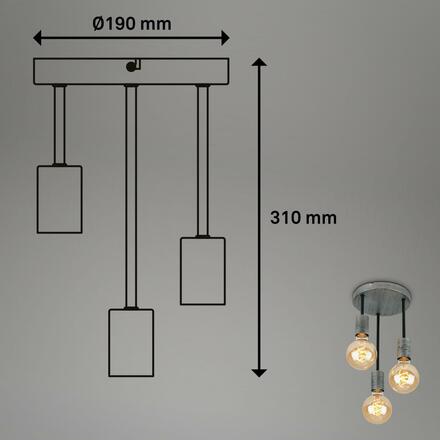 BRILONER Retro stropní svítidlo, pr. 19 cm, 3x E27, max. 60 W, antická stříbrná BRI 3680-034