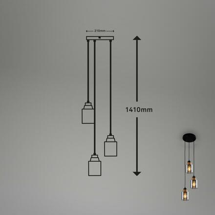 BRILONER Závěsné svítidlo, 120 cm, 3x E27, max. 10W, kouřová BRI 4486035