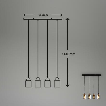 BRILONER Závěsné svítidlo, 120 cm, 4x E27, max. 10W, kouřová BRI 4486045