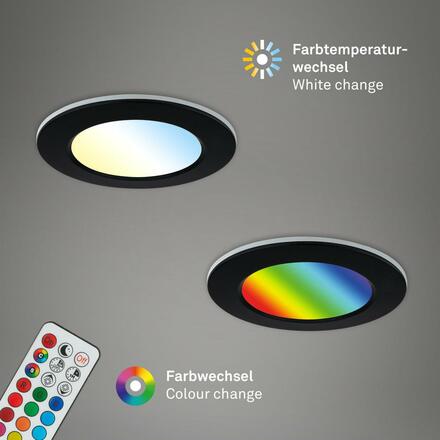 BRILONER RGB-CCT LED vestavná svítidla sada, pr.9,2 cm, 3x LED, 4,8 W, 450 lm, černá IP65 BRI 7035-035