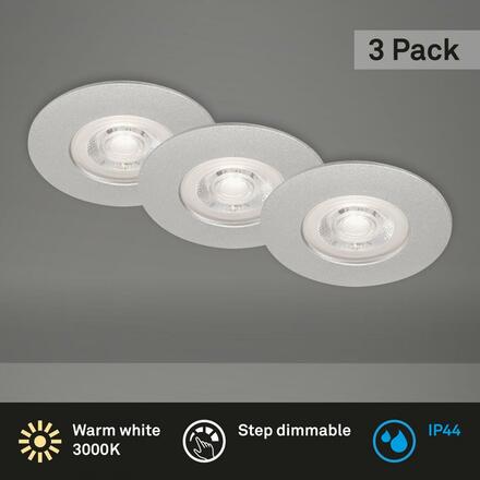 BRILONER LED vestavná svítidla, pr.9 cm, 3x LED, 4,9 W, 480 lm, matný chrom BRI 7036-034