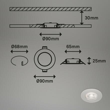 BRILONER LED vestavná svítidla, pr.9 cm, 3x LED, 4,9 W, 480 lm, matný chrom BRI 7036-034