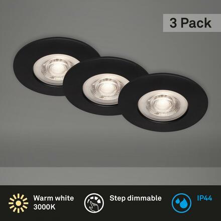 BRILONER LED vestavná svítidla, pr.9 cm, 3x LED, 4,9 W, 480 lm, černá IP44 BRI 7036-035