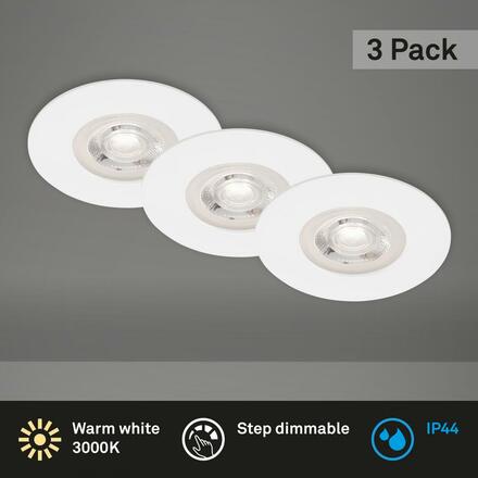 BRILONER LED vestavná svítidla, pr.9 cm, 3x LED, 4,9 W, 480 lm, bílé IP44 BRI 7036-036