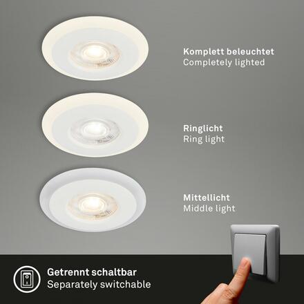 BRILONER LED vestavná svítidla sada, pr.8,4 cm, 3x LED, 5 W, 460 lm, bílé IP44 BRI 7039-036