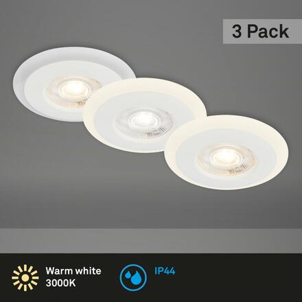 BRILONER LED vestavná svítidla sada, pr.8,4 cm, 3x LED, 5 W, 460 lm, bílé IP44 BRI 7039-036