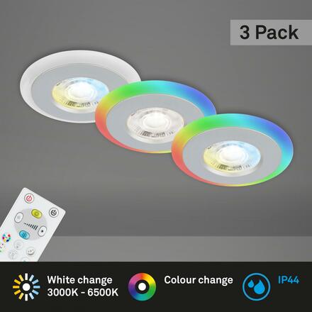 BRILONER LED vestavná svítidla sada, pr.8,4 cm, 3x LED, 5 W, 460 lm, matný chrom IP44 BRI 7040-034