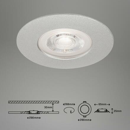 BRILONER LED vestavné svítidlo, pr. 9 cm, 4,9 W, matný chrom IP44 BRI 7047-014