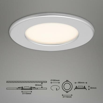 BRILONER LED vestavné svítidlo, pr. 11,5 cm, 6 W, matný chrom IP44 BRI 7053-014