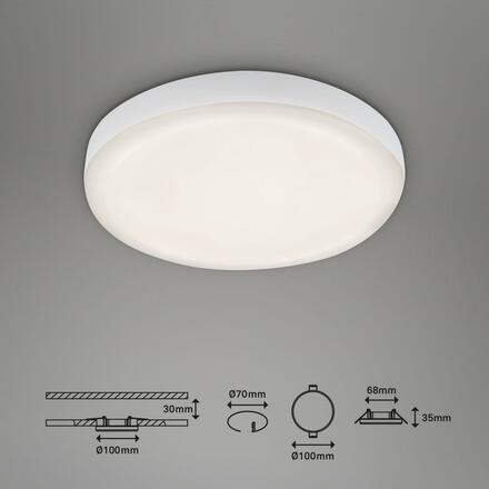 BRILONER LED vestavné svítidlo, pr. 10 cm, 6 W, 700 lm, bílé IP44 BRI 7062-416