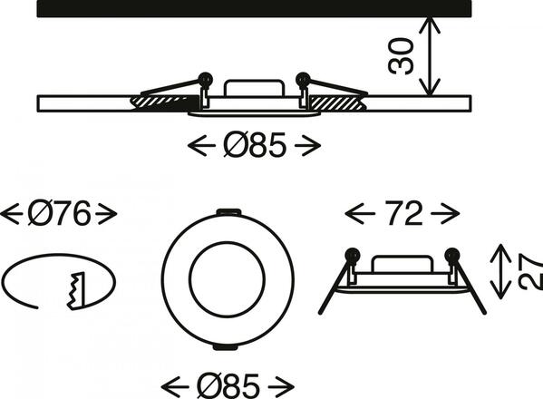 BRILONER 3ks sada LED vestavné svítidlo, pr. 8,5 cm, 5 W, bílé IP44 BRI 7103-436