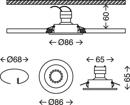 BRILONER 3ks sada vestavné svítidlo, pr. 8,6 cm, matný nikl BRI 7110-032