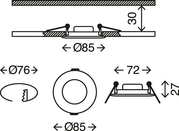 BRILONER LED vestavné svítidlo, pr. 8,5 cm, 5 W, matný nikl IP44 BRI 7113-412