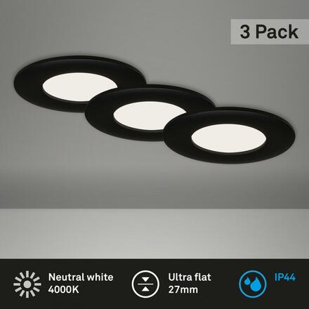 BRILONER 3ks sada LED vestavné svítidlo, pr. 8,5 cm, 5 W, 450 lm, černá IP44 BRI 7113-435