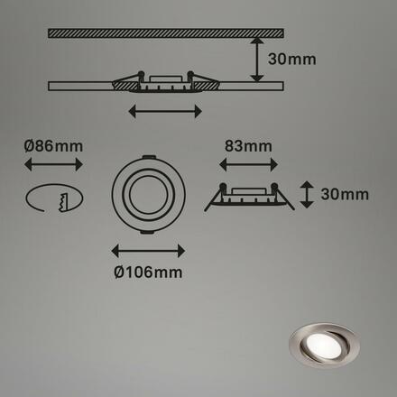 BRILONER 3ks sada LED vestavné svítidlo, pr. 10,6 cm, 7 W, matný nikl BRI 7114-432