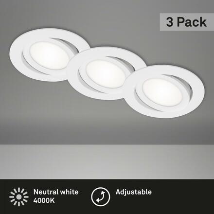 BRILONER 3ks sada LED vestavné svítidlo, pr. 10,6 cm, 7 W, bílé BRI 7114-436