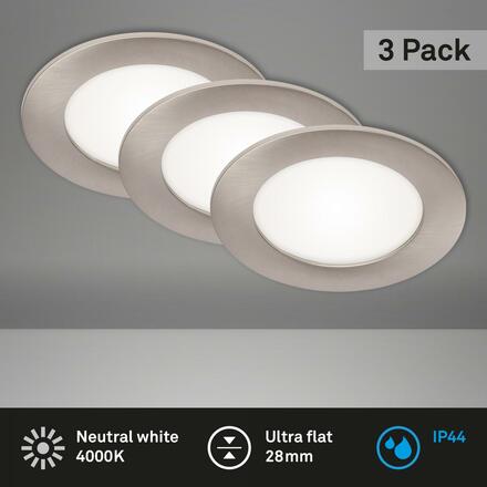 BRILONER 3ks sada LED vestavné svítidlo, pr. 12 cm, 7 W, matný nikl BRI 7115-432