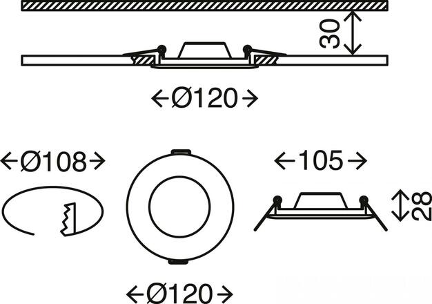 BRILONER 3ks sada LED vestavné svítidlo, pr. 12 cm, 7 W, bílé IP44 BRI 7115-436