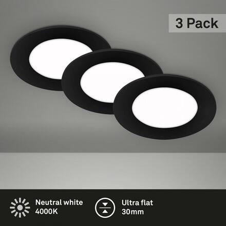 BRILONER LED vestavná svítidla 3ks sada, pr.8,6 cm, 3x LED, 3 W, 350 lm, černá BRI 7125-435