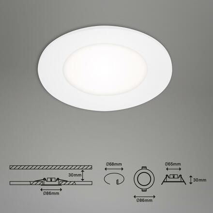 BRILONER LED vestavná svítidla 3ks sada, pr. 8,6 cm, 3 W, bílé BRI 7125-436