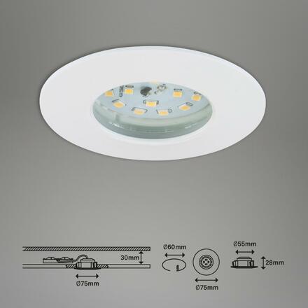 BRILONER LED vestavné svítidlo, pr. 7,5 cm, bílé IP44 BRI 7204-016