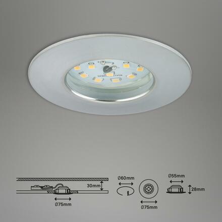 BRILONER LED vestavné svítidlo, pr. 7,5 cm, hliník IP44 BRI 7204-019