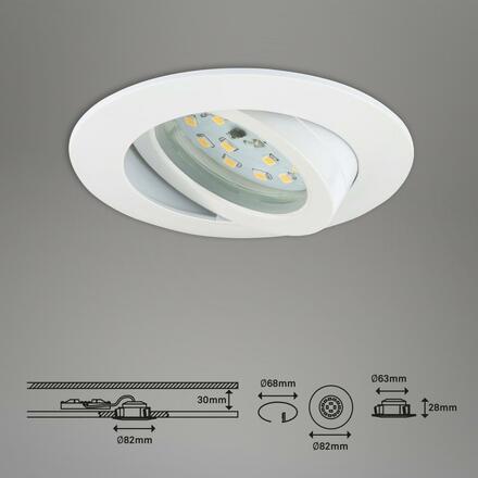 BRILONER 3ks sada LED vestavné svítidlo, pr. 8,2 cm, 4,8 W, bílé BRI 7209-036