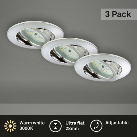 BRILONER 3ks sada LED vestavné svítidlo, pr. 8,2 cm, 5 W, chrom BRI 7209-038