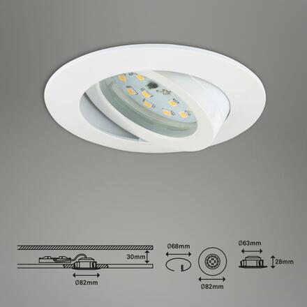 BRILONER 3ks sada LED vestavné svítidlo, pr. 8,2 cm, 5,5 W, bílé BRI 7232-036