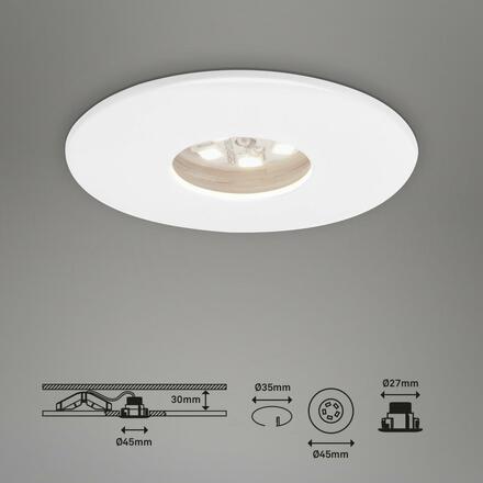 BRILONER 3ks sada LED vestavné svítidlo, pr. 4,5 cm, 1,8 W, bílé IP44 BRI 7240-036