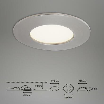 BRILONER LED vestavné svítidlo, pr. 8,5 cm, 5,5 W, matný nikl IP44 BRI 7282-012