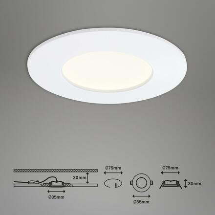 BRILONER LED vestavné svítidlo, pr. 8,5 cm, 6 W, bílé IP44 BRI 7282-016