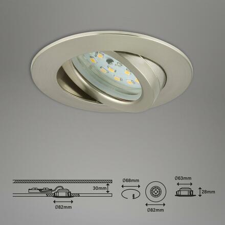 BRILONER LED vestavné svítidlo, pr. 8,2 cm, 6,5 W, matný nikl BRI 7296-012