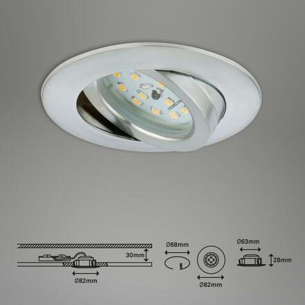 BRILONER 3ks sada LED vestavné svítidlo, pr. 8,2 cm, 6,5 W, hliník BRI 7296-039