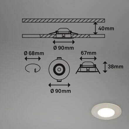 BRILONER 3ks sada CCT vestavné svítidlo, 9 cm, 4,9W, 580lm matný nikl BRI 7598032