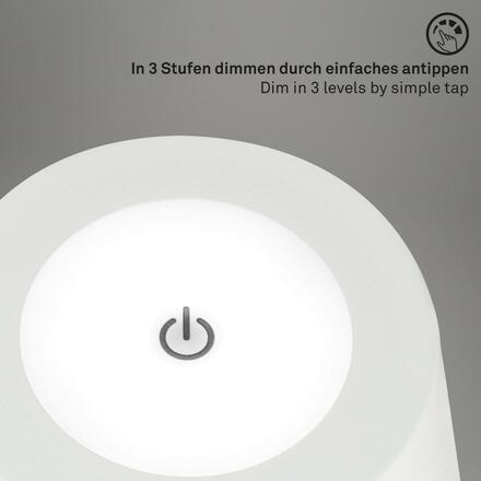 BRILONER LED nabíjecí stojací svítidlo 130 cm 3,5 W 400lm bílé BRILO 1438016