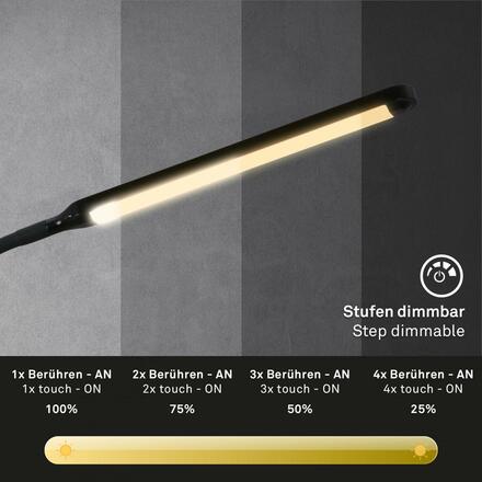 BRILONER LED stojací svítidlo, 126,5 cm, LED modul, 6W, 600lm, černá BRILO 1472015