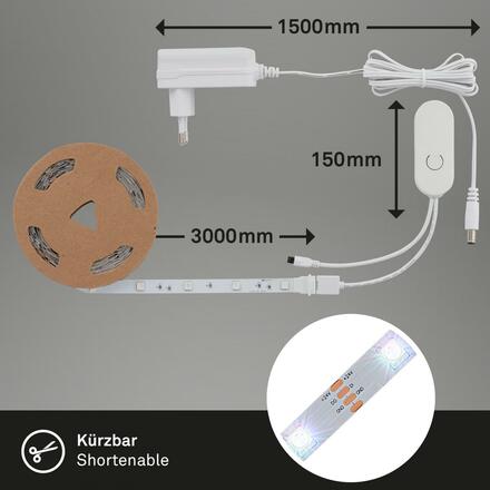 BRILONER Magic RGBIC LED pásek, 3 metry, s hudebním senzorem, 12 W, umělá hmota BRILO 2311-090