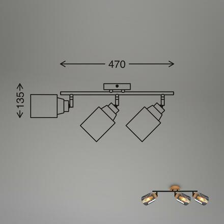 BRILONER Bodové svítidlo, 47 cm, 3x E27, max. 10W, dřevo/kouřová černá BRILO 2485035