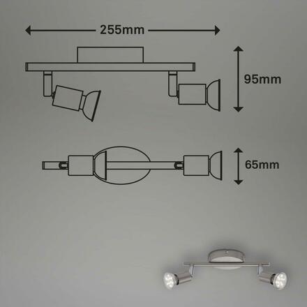 BRILONER Bodové svítidlo 25,5 cm 2xGU10 3W 250lm matný nikl BRILO 2767-022